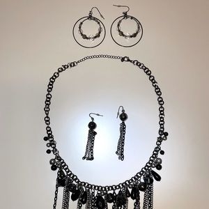 Necklace and 2 sets of earrings